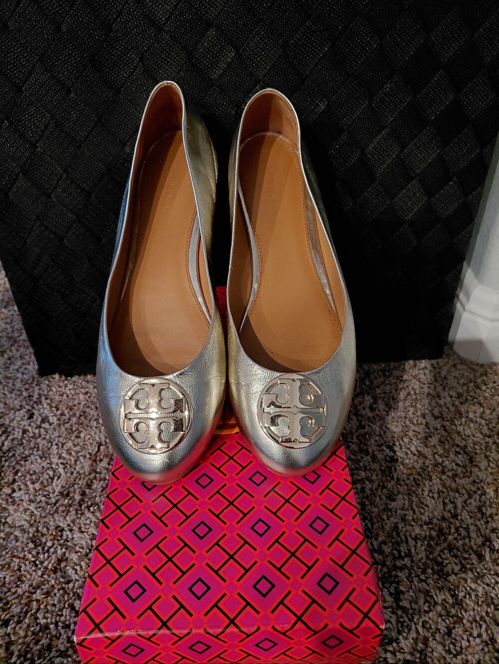 Tory Burch Chelsea Ballet Flat Moto Metallic